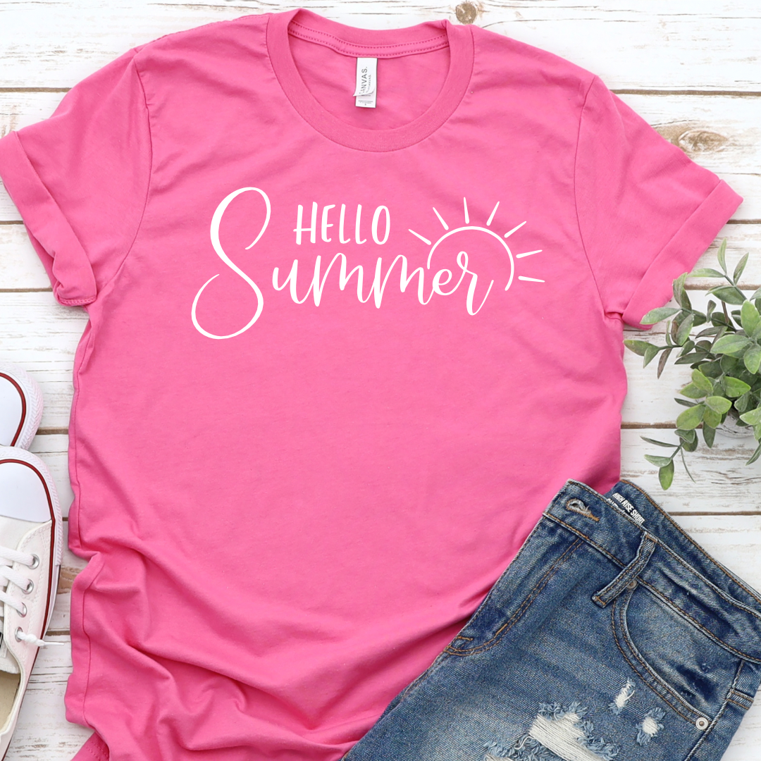 Hello Summer - pink T-shirt tee Shabby Lane