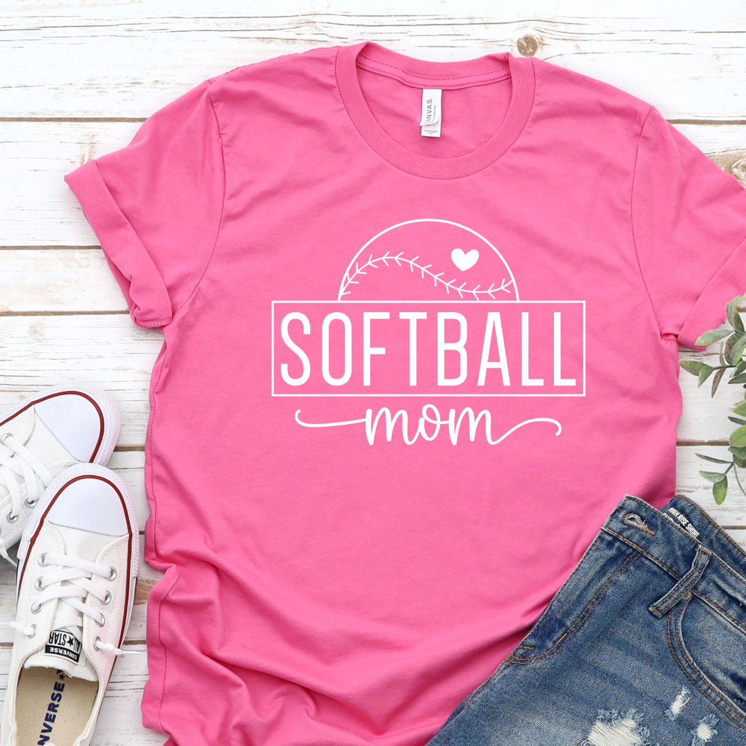 Softball Mom - pink T-shirt tee Shabby Lane