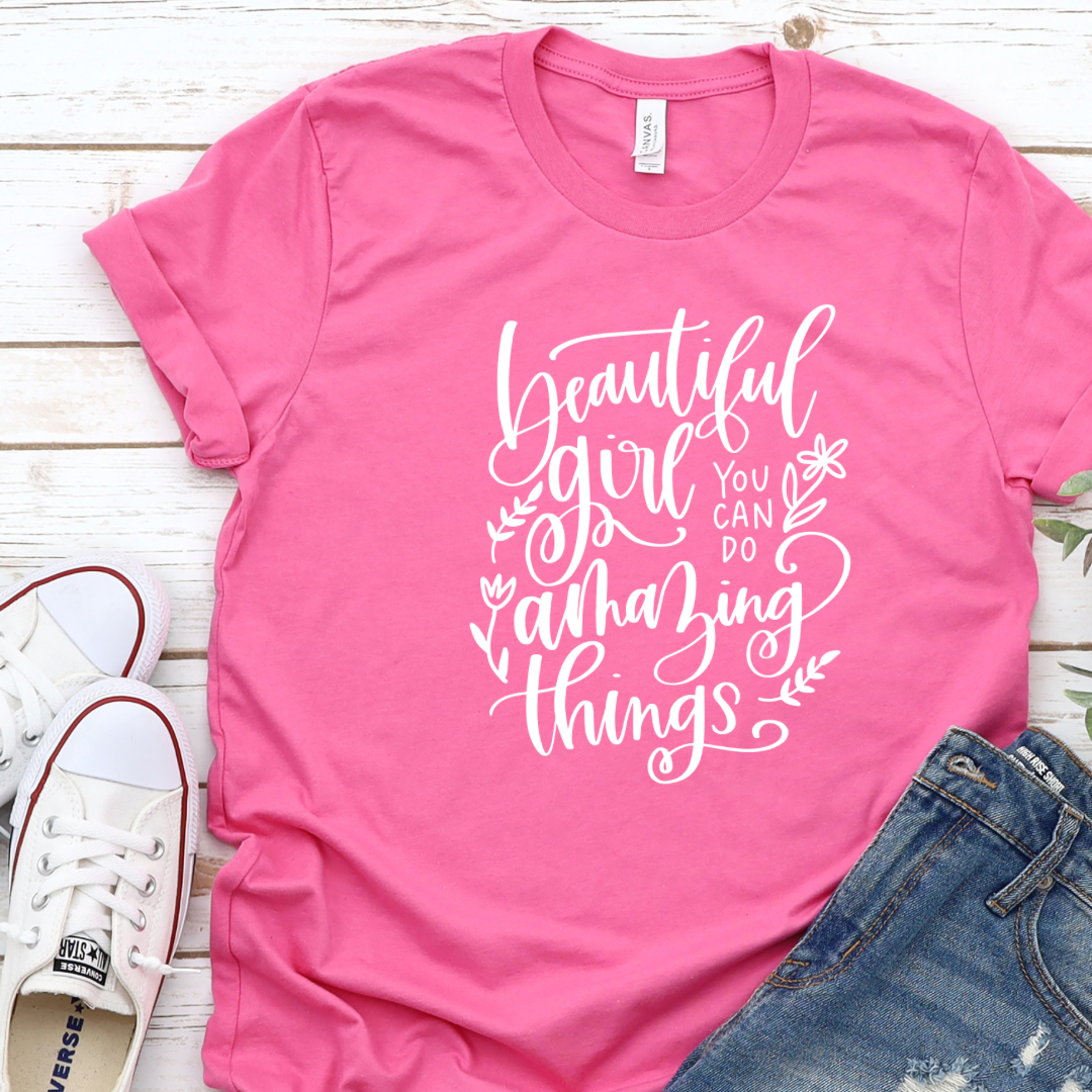 Beautiful Girl - T-shirt pink tee Shabby Lane