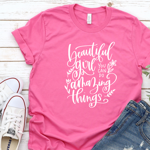 Beautiful Girl - T-shirt pink tee Shabby Lane   