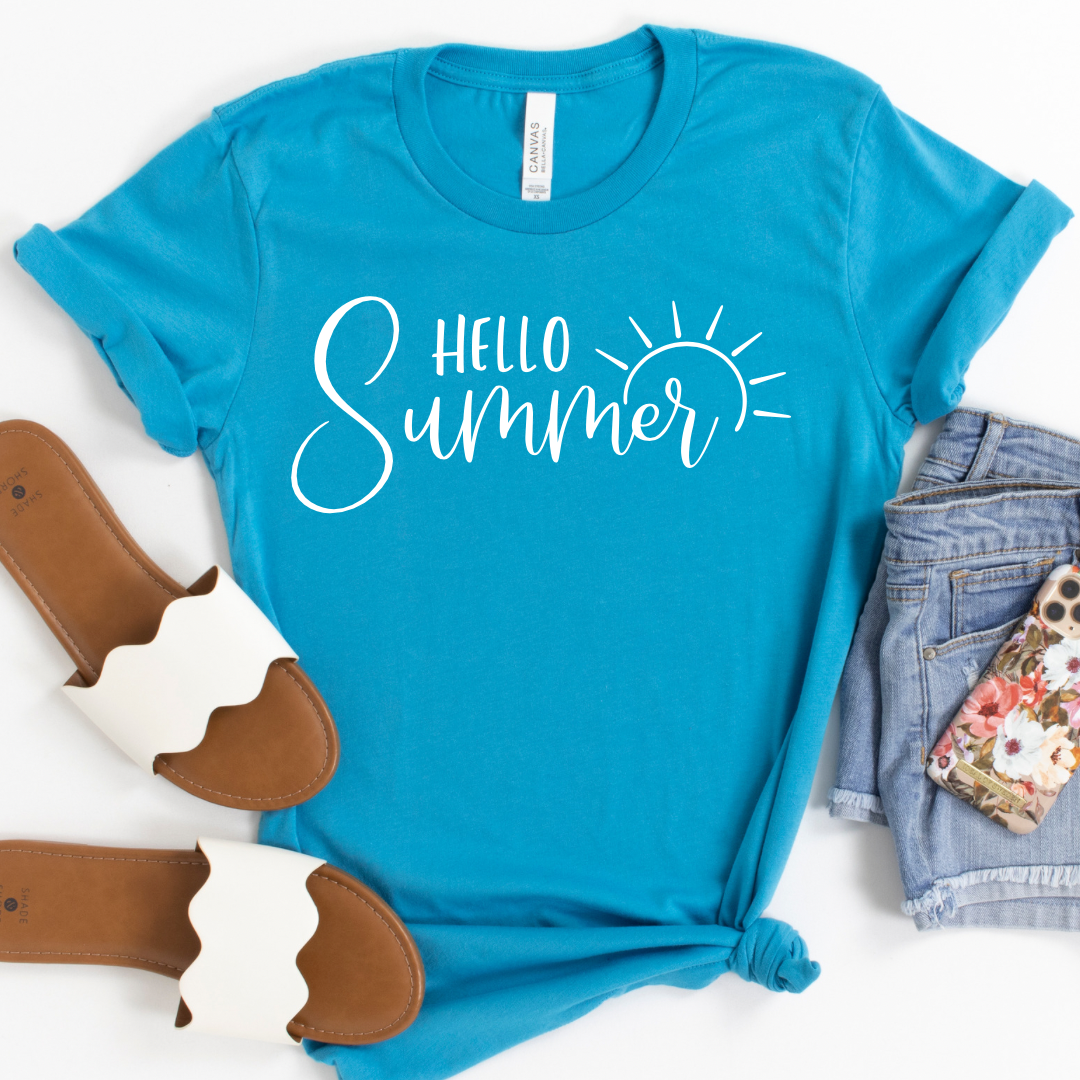 Hello Summer - Aqua T-shirt tee Shabby Lane