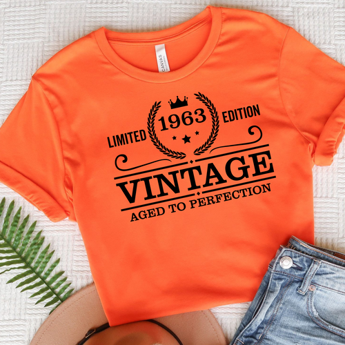 Vintage 1963 birthday - orange T-shirt tee Shabby Lane   