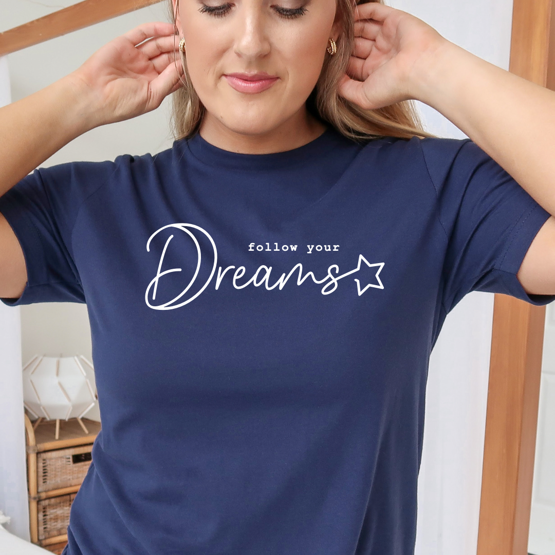 Follow your dreams - navy T-shirt tee Shabby Lane