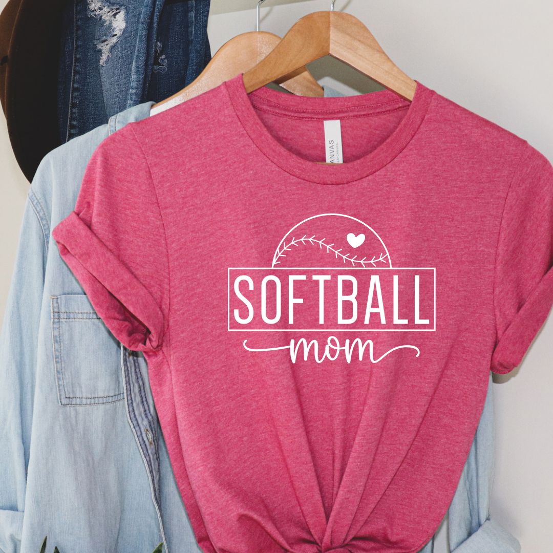 Softball Mom - raspberry T-shirt tee Shabby Lane