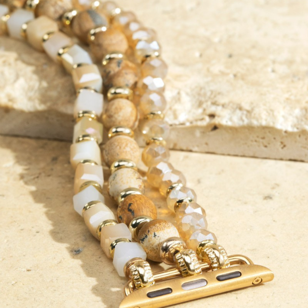 Beautiful Natural stone Apple Watch Bracelet - Watch band Faux leather Shabby Lane