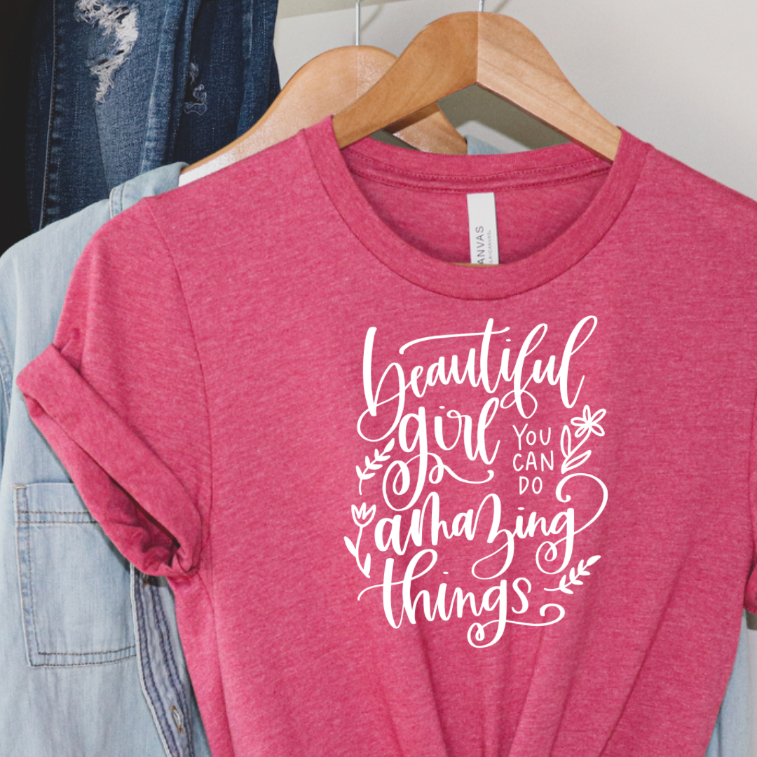 Beautiful Girl - T-shirt raspberry tee Shabby Lane