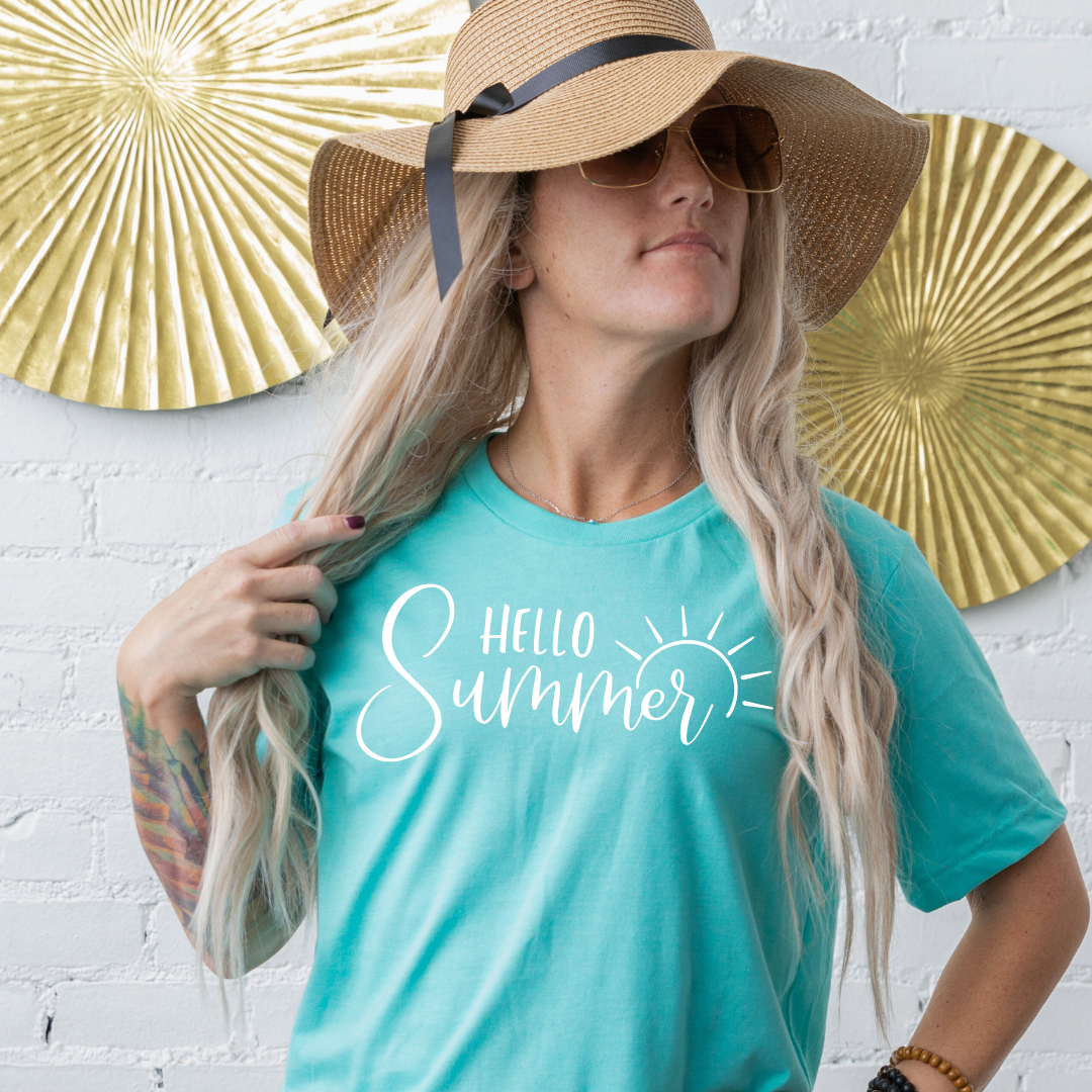 Hello Summer - sea green tee Shabby Lane