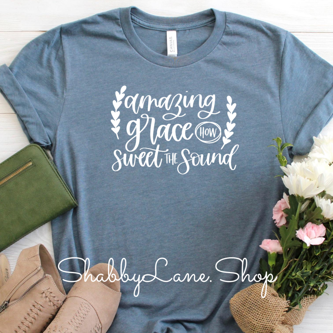 Amazing Grace How Sweet the Sound - Slate tee Shabby Lane
