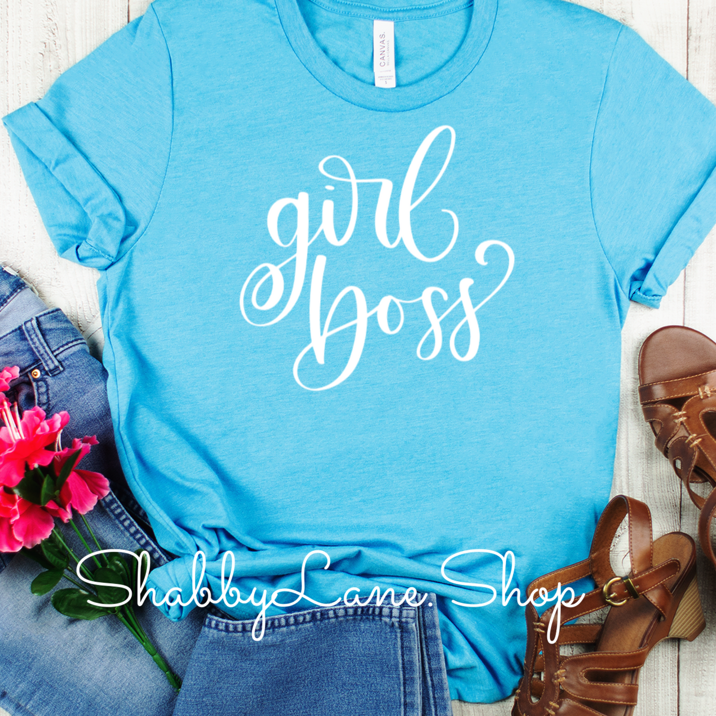 Girl Boss- Aqua tee Shabby Lane