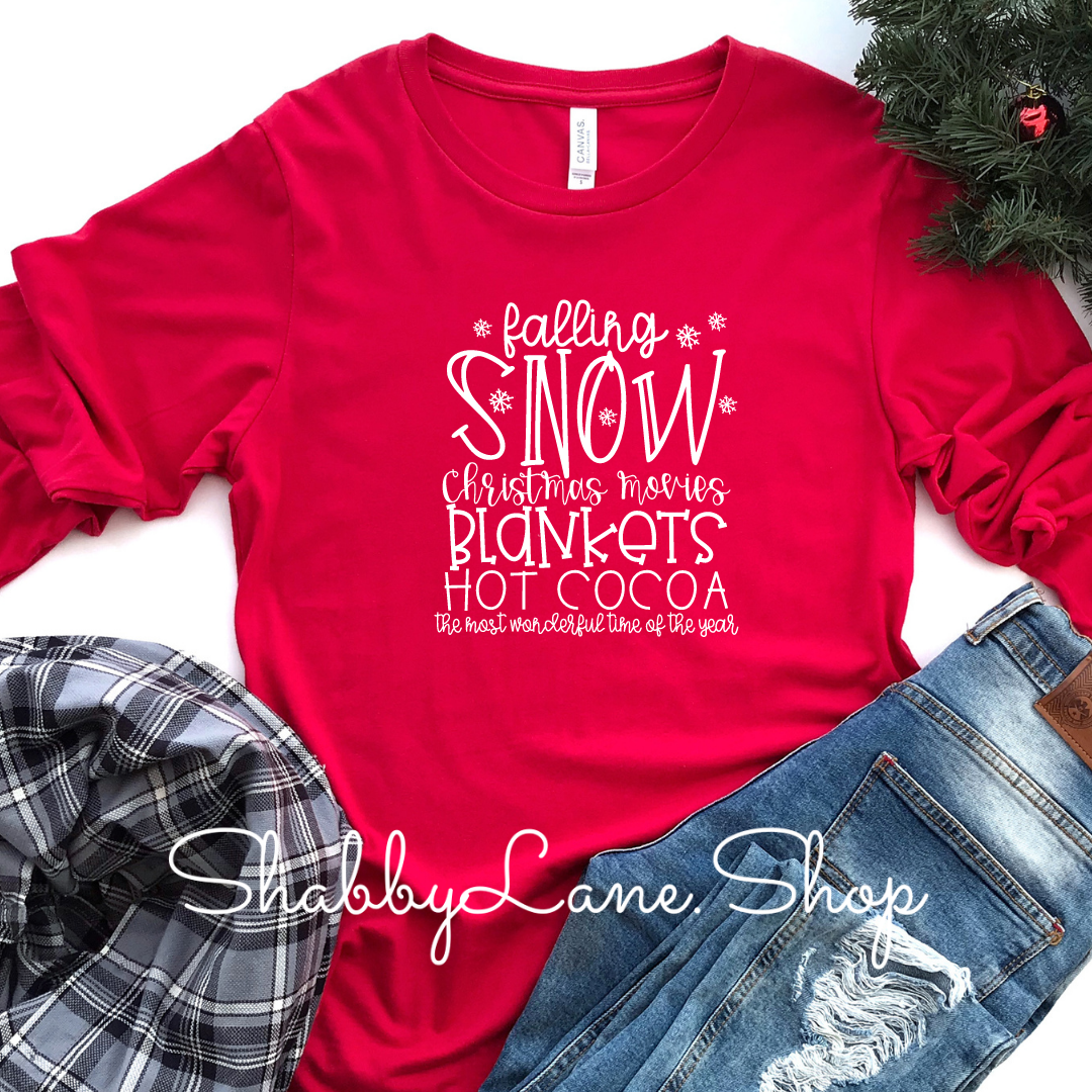 Falling Snow - red long sleeve tee Shabby Lane