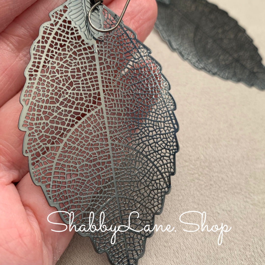 Gray metallic leaf filigree earrings Shabby Lane