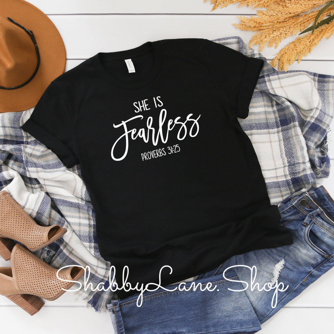 She is Fearless - Black tee Shabby Lane