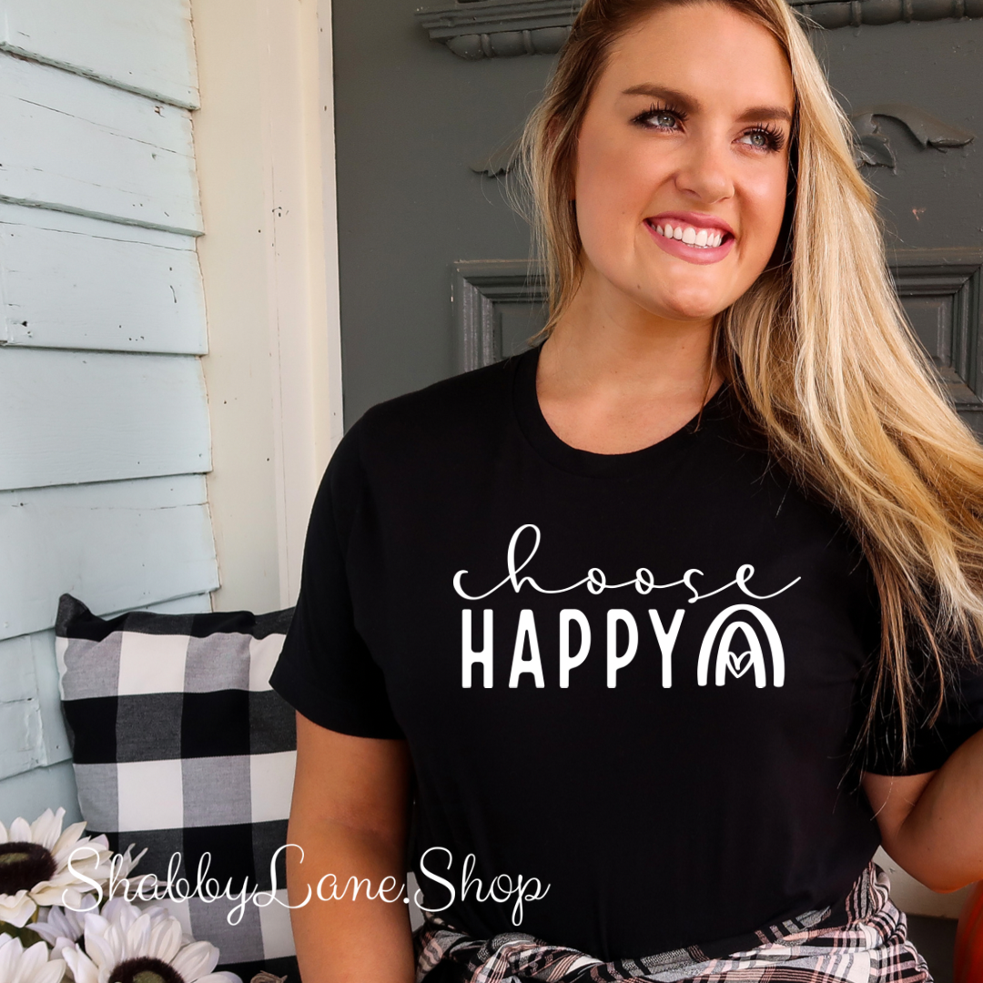Choose Happy rainbow - Black T-shirt tee Shabby Lane