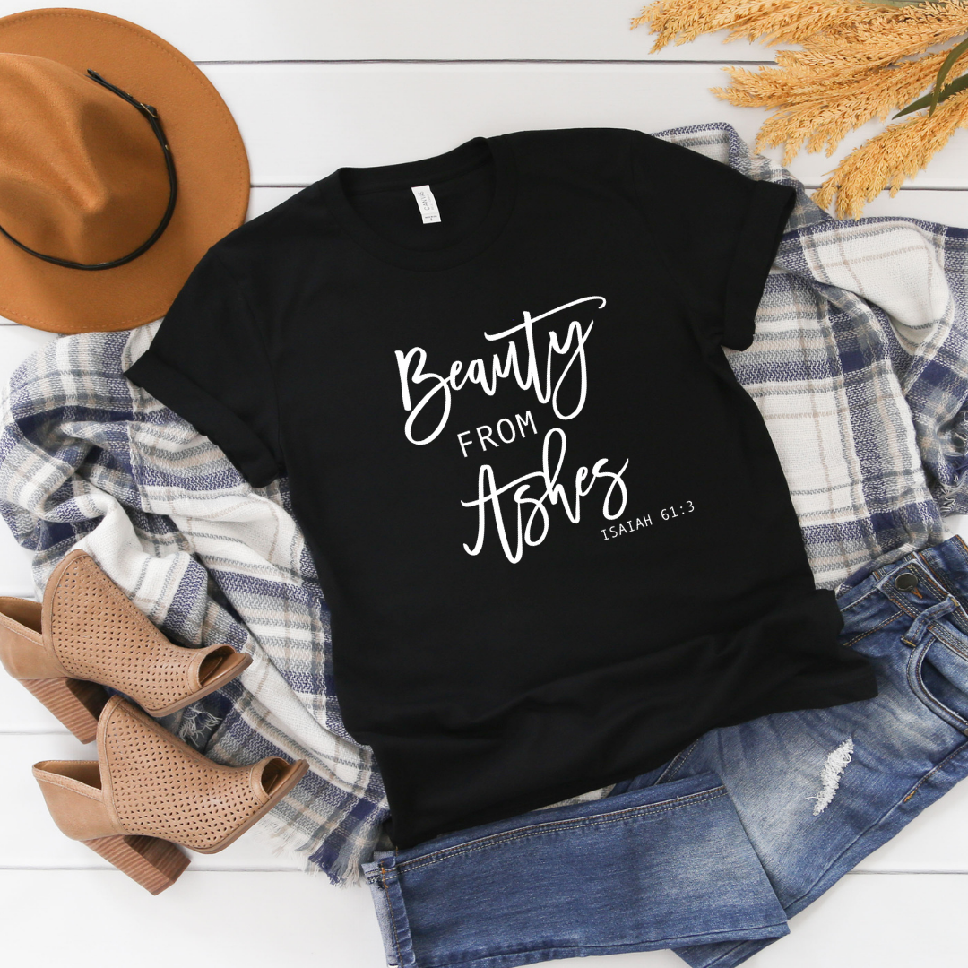 Beauty from Ashes Black tee Shabby Lane