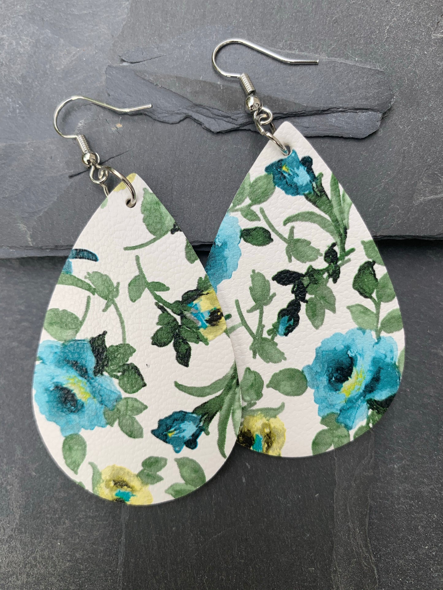 Blue rose on white floral earrings Earring Shabby Lane