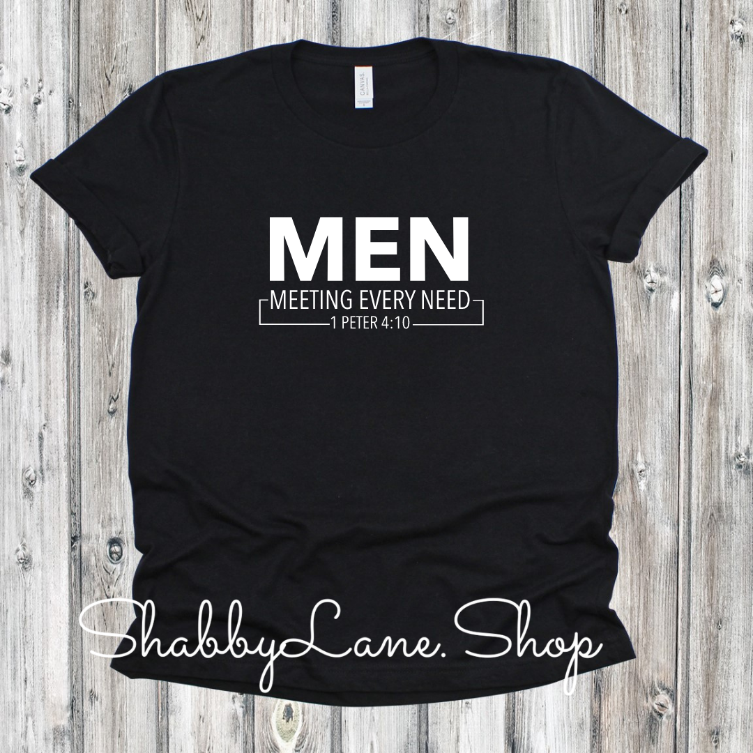 MEN. Christian meeting every need - Black tee Shabby Lane