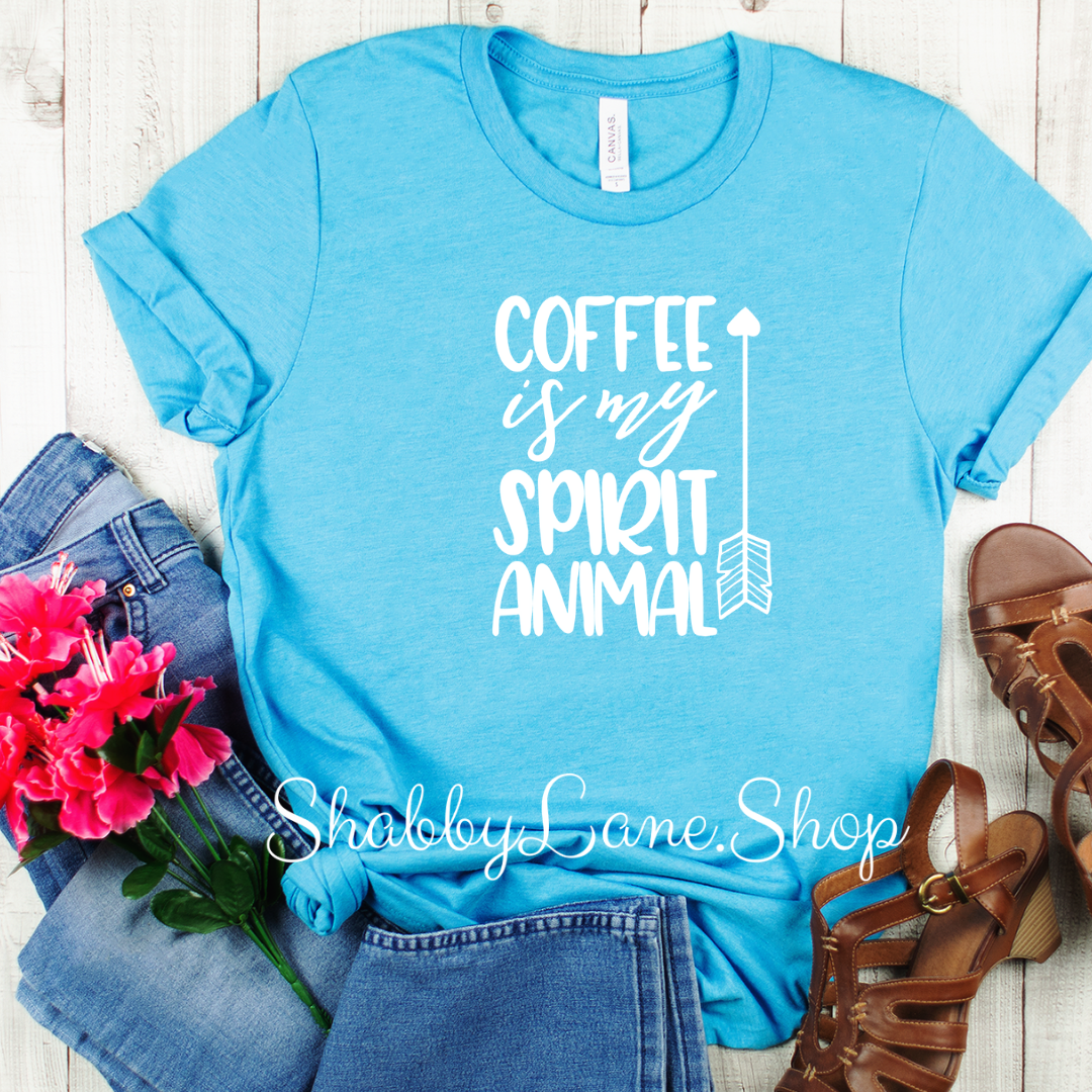 Coffee is my Spirit Animal - Aqua T-shirt tee Shabby Lane