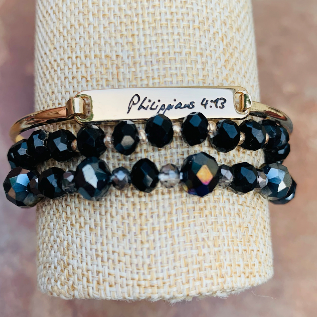 Philippians 4:13 bracelet trio Metal Shabby Lane