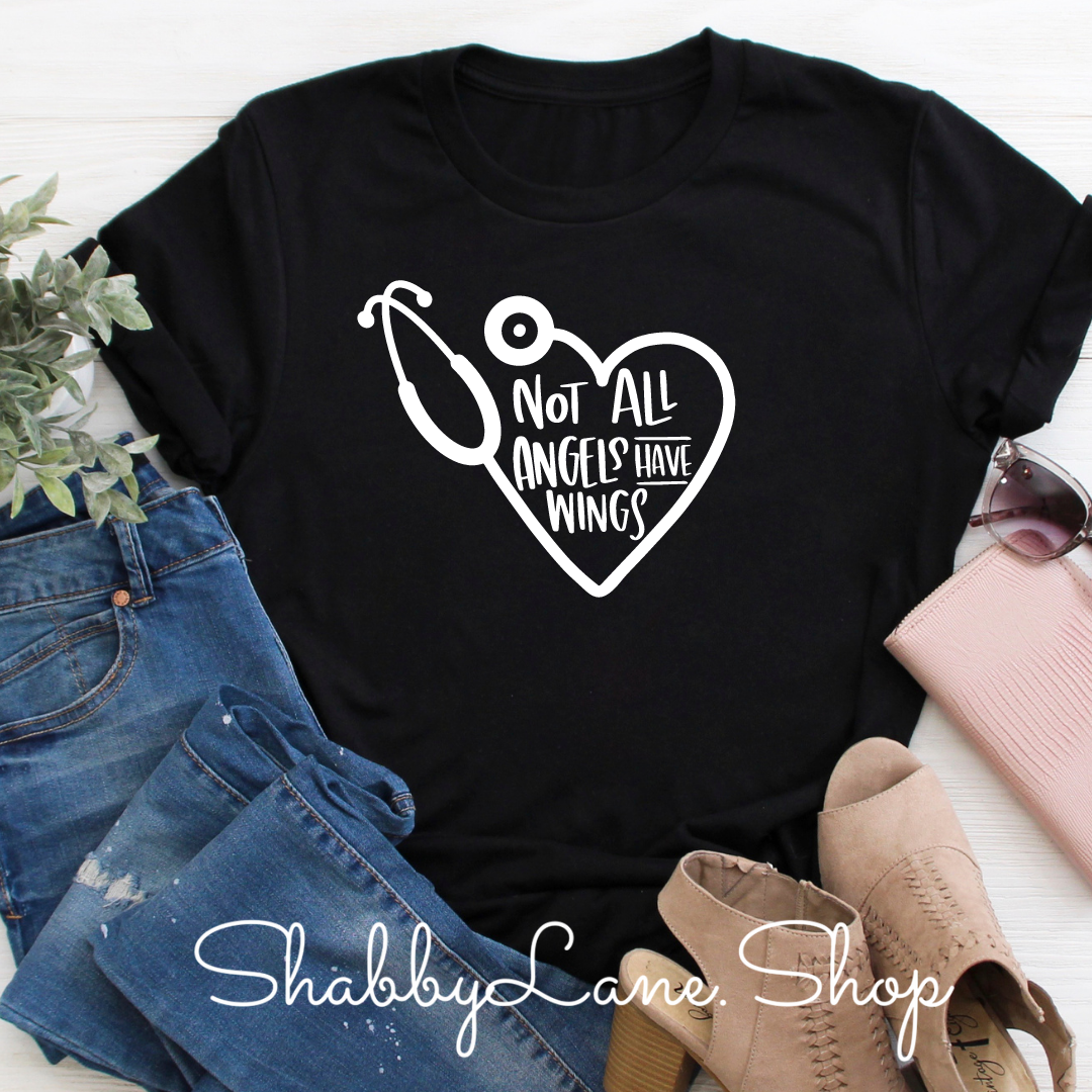 Not all Angels have wings - Black T-shirt tee Shabby Lane