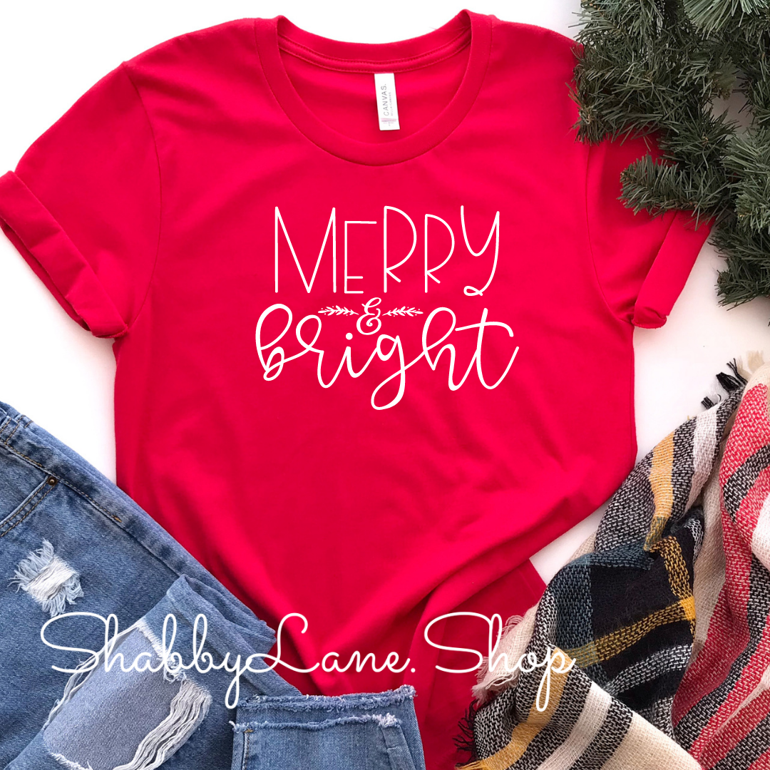 Merry and Bright - Red Short Sleeve tee Shabby Lane
