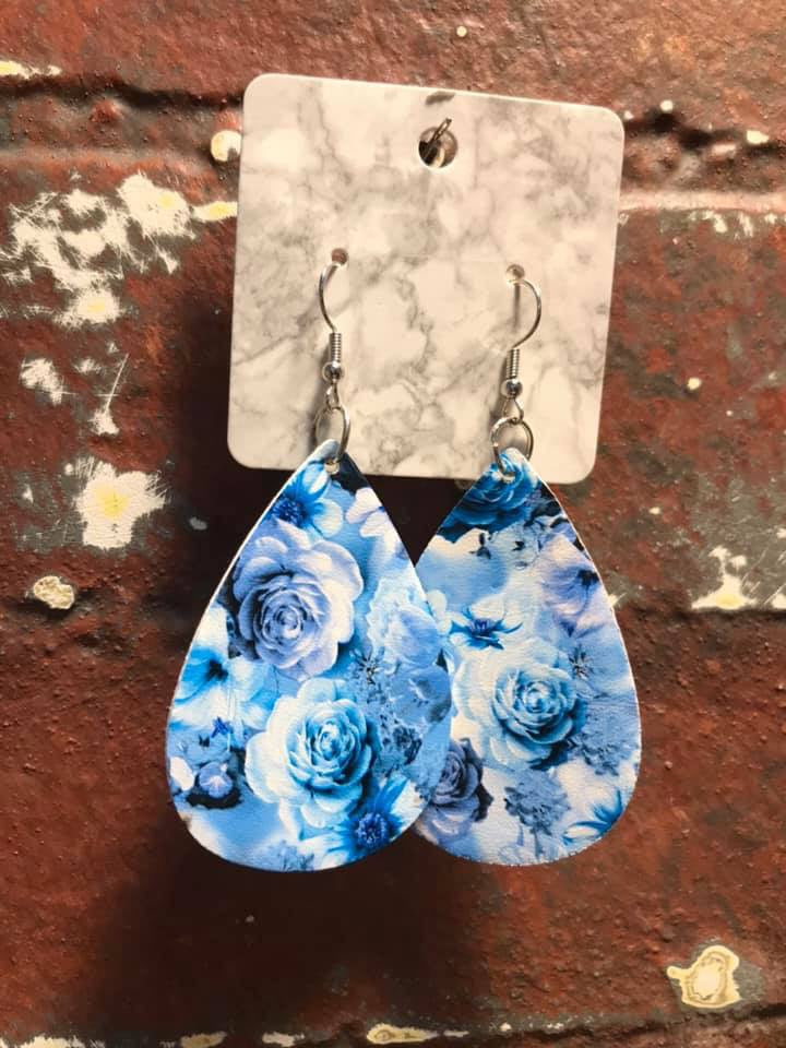 Blue Floral earrings Shabby Lane