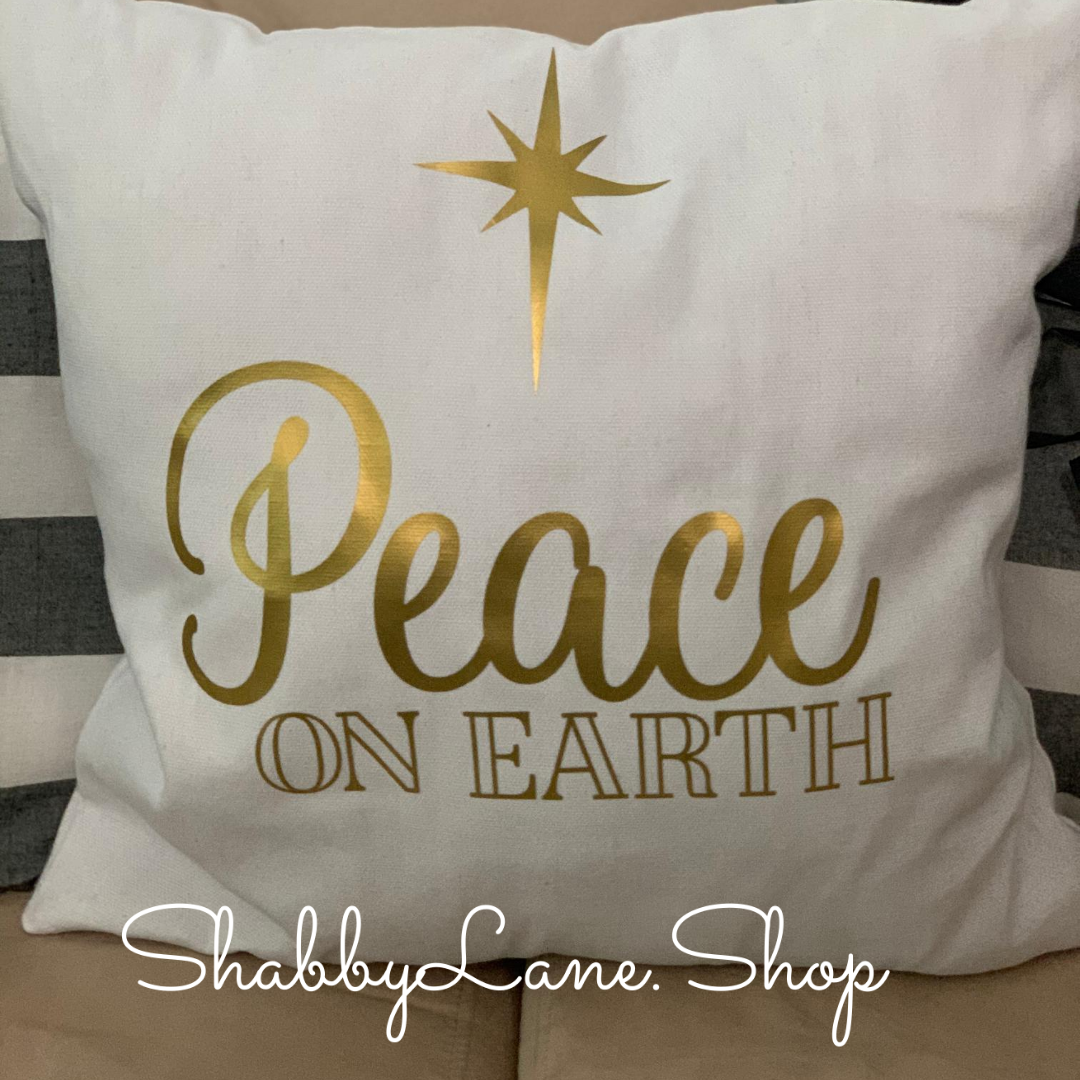 Peace on Earth - Canvas pillow -gold Shabby Lane