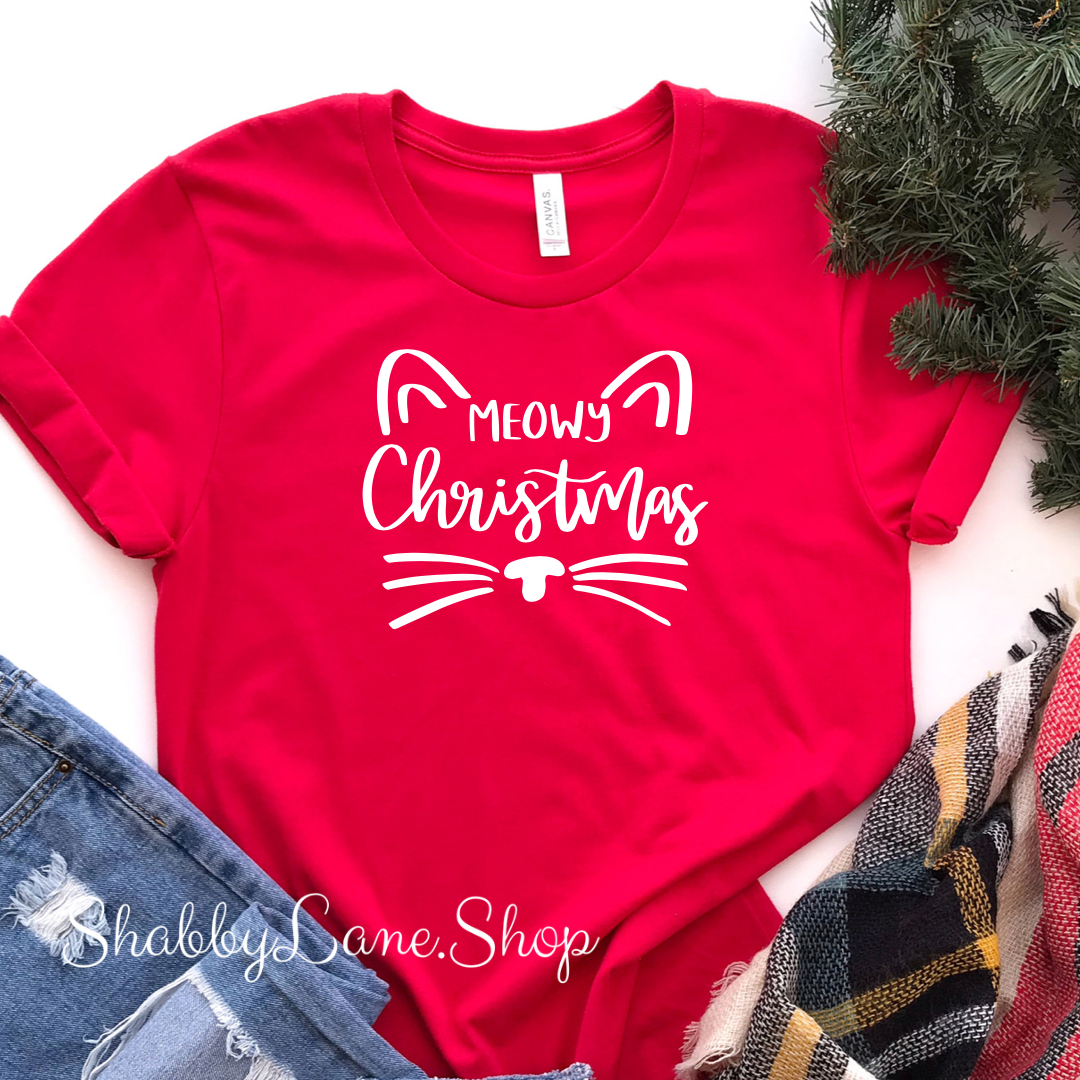 Meowy Christmas - Red tee Shabby Lane
