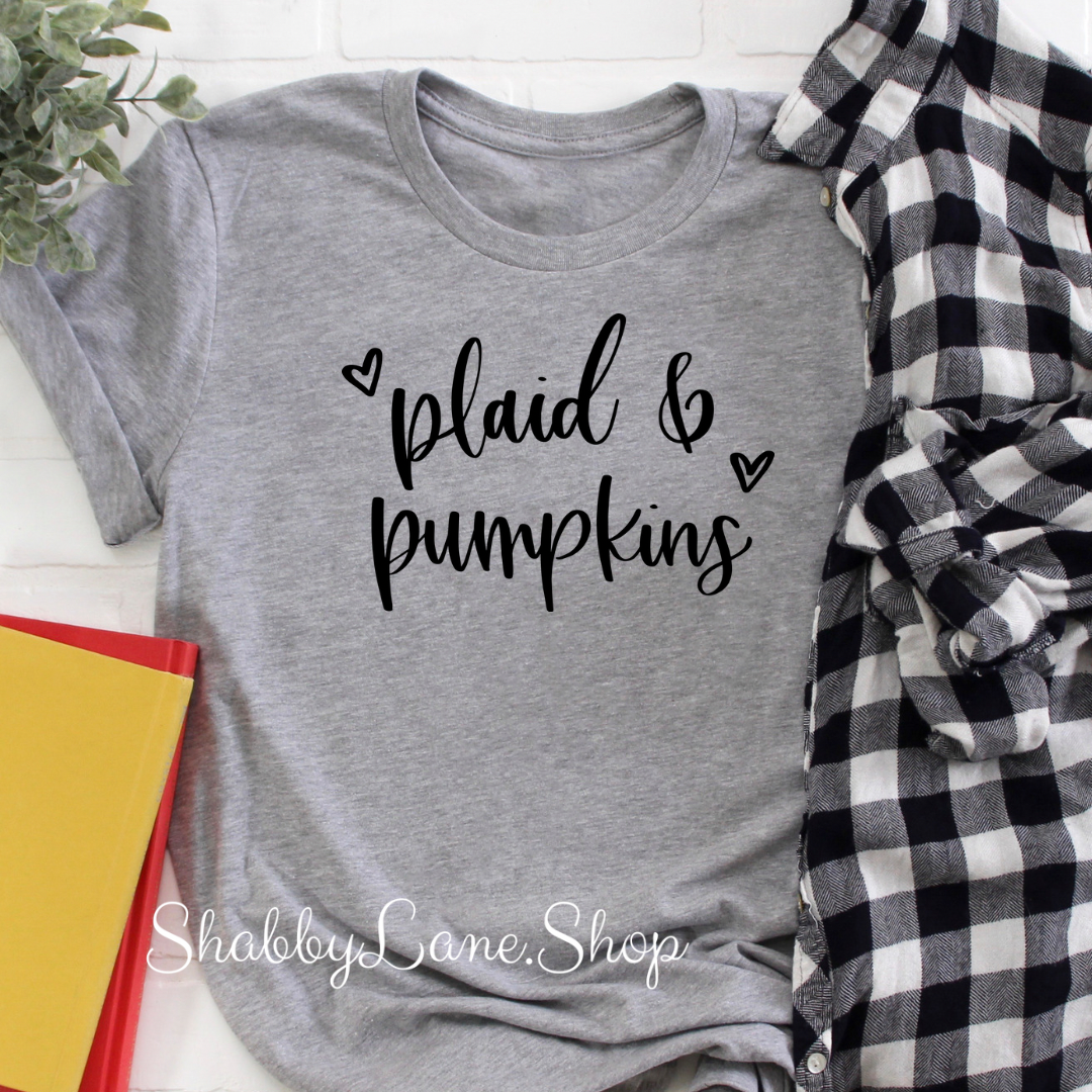 Plaid and pumpkins- Gray T-shirt tee Shabby Lane