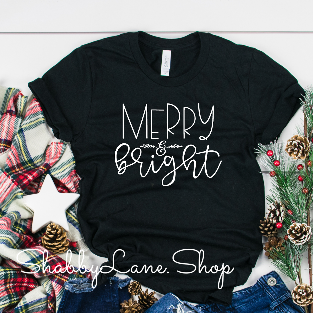 Merry and Bright- Black tee Shabby Lane