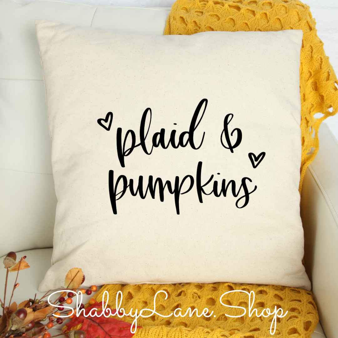 Plaid and pumpkins - white pillow Shabby Lane