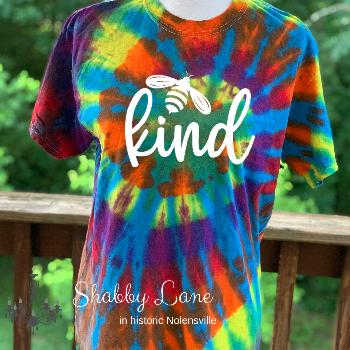 Bee Kind tie dye T-shirt rainbow tee Shabby Lane