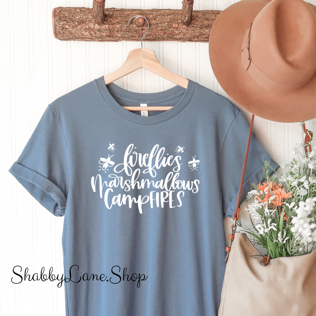 Fireflies and Marshmallows- Blue steel tee Shabby Lane