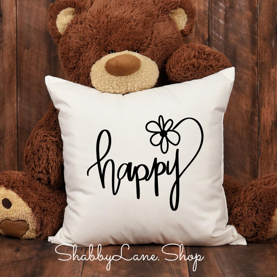 Happy - white pillow Shabby Lane