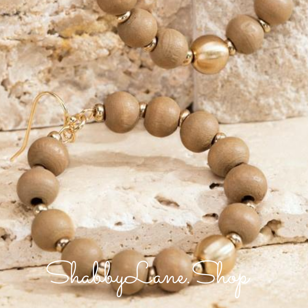 Beautiful wood bead earrings - Light mocha Earrings Shabby Lane