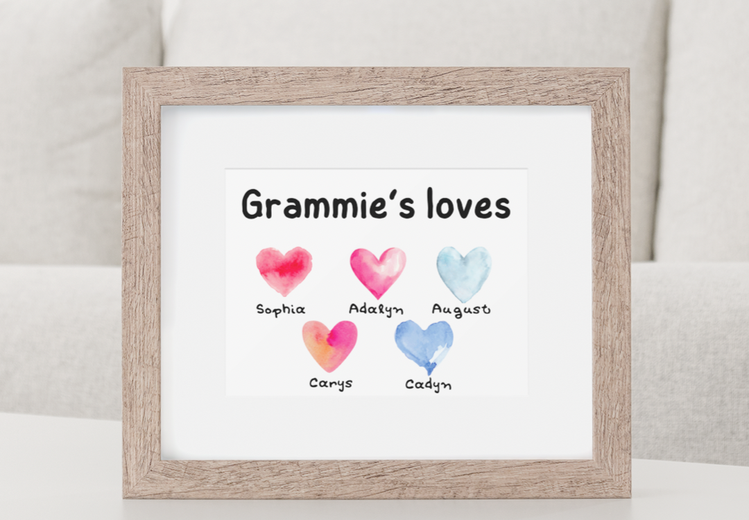 Grammie’s Loves - 5 children - personalized 8x10 print Shabby Lane