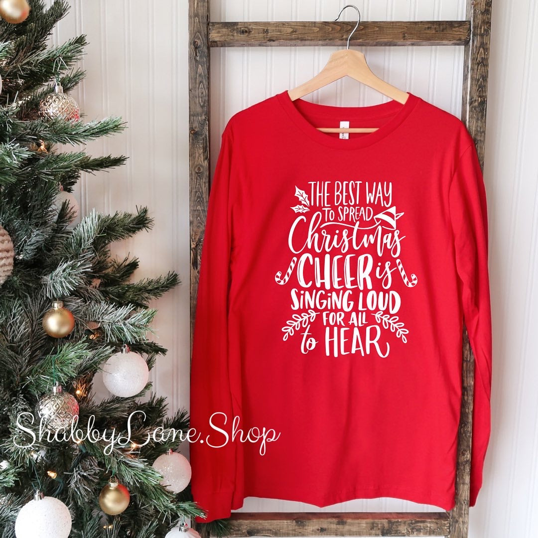 Spread Christmas Cheer- red long sleeve tee Shabby Lane