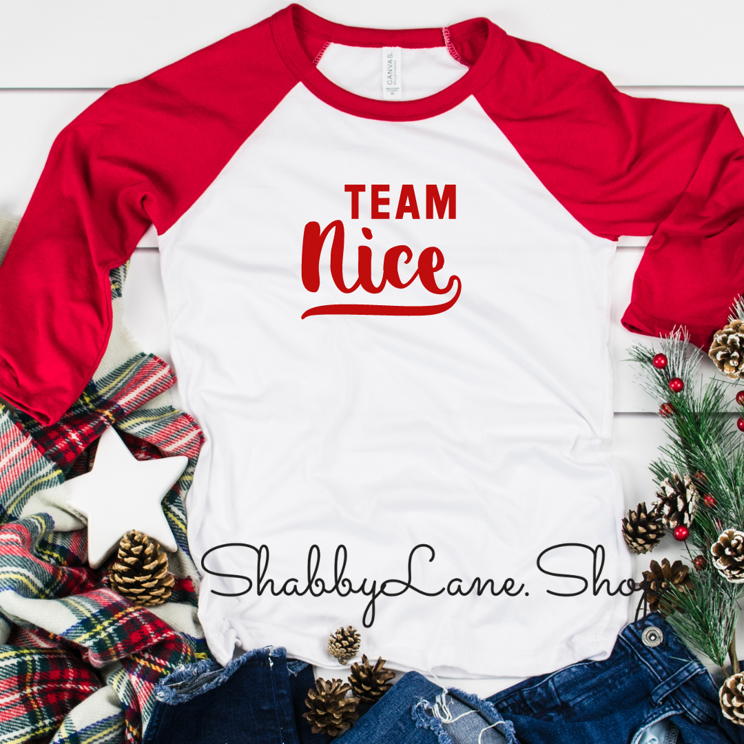 Team nice - red sleeves tee Shabby Lane