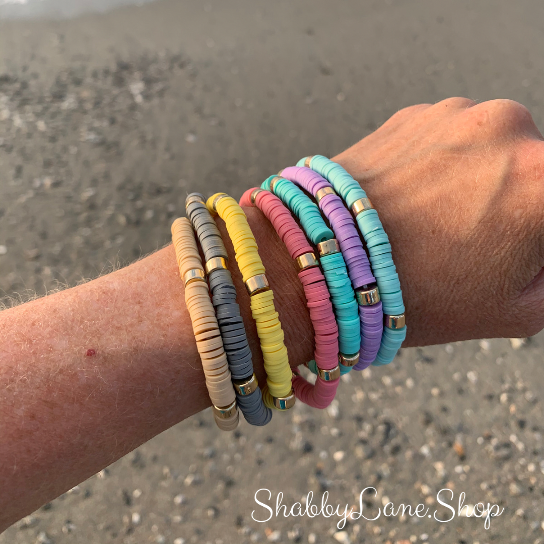 Gorgeous Leather disc stacked bracelet - pastel Faux leather Shabby Lane