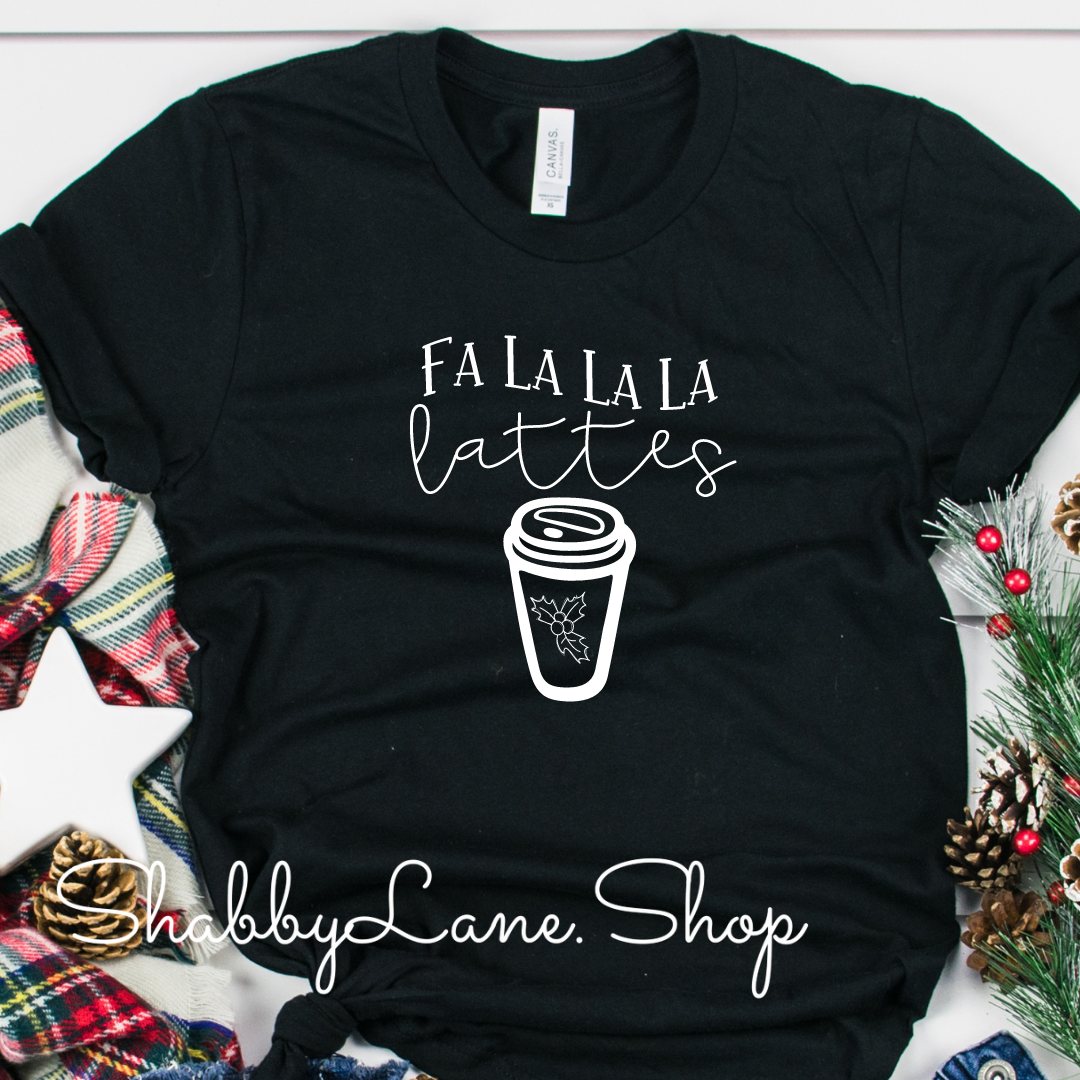 Falalala latte - Black tee Shabby Lane
