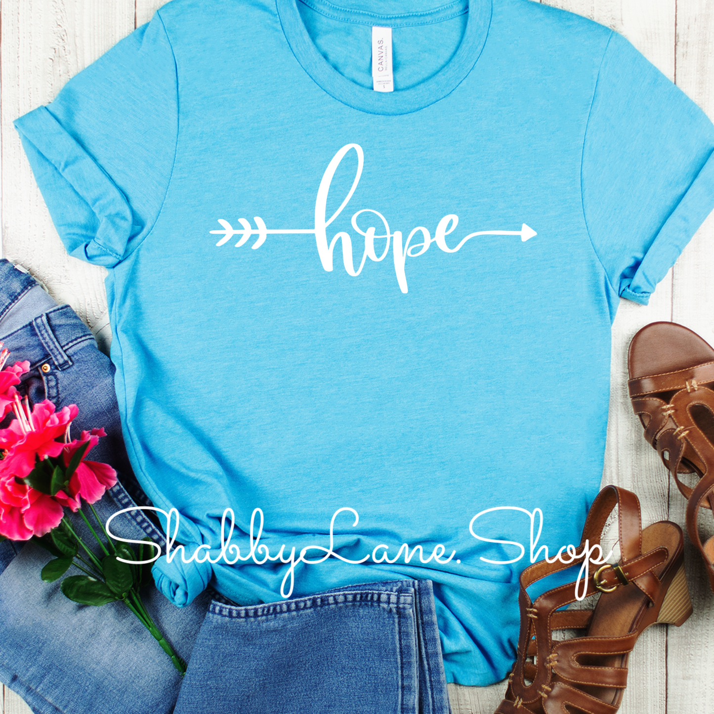 Hope arrow - Aqua tee Shabby Lane