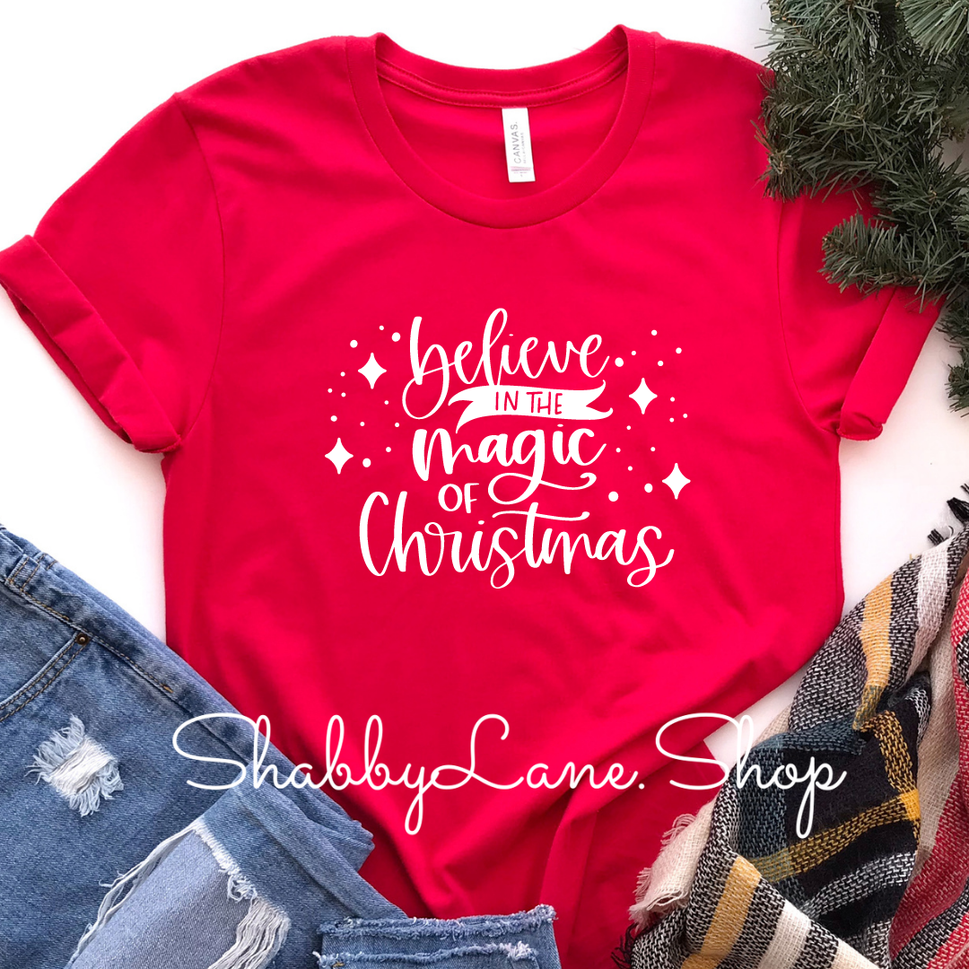 Believe in the magic of Christmas - Red Short Sleeve tee Shabby Lane