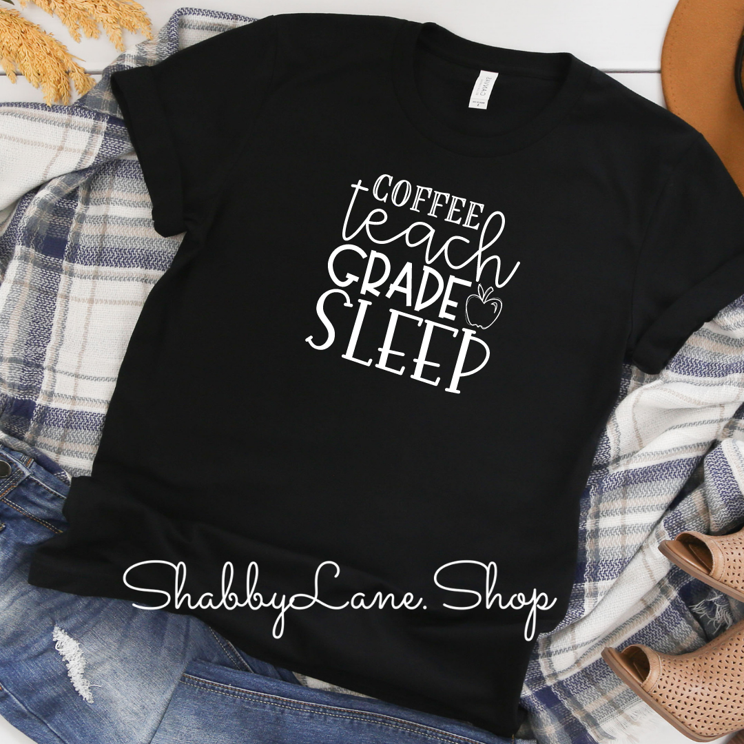 Coffee teach grade sleep! - Black tee Shabby Lane