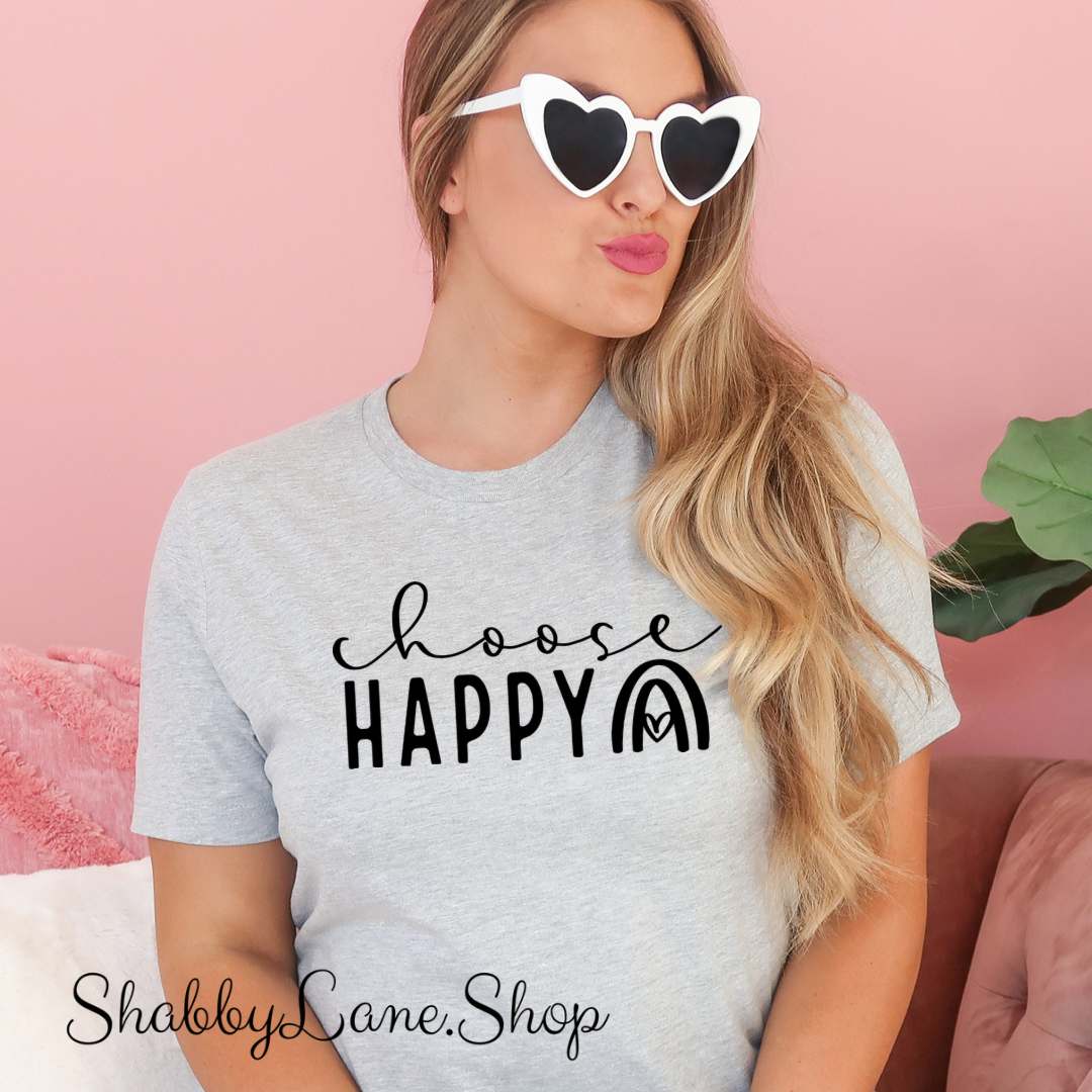 Choose Happy rainbow - Light Gray T-shirt tee Shabby Lane
