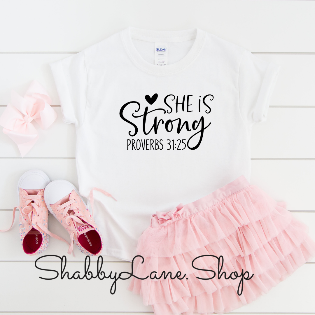 She is Strong - toddler/kids - white T-shirt Shabby Lane