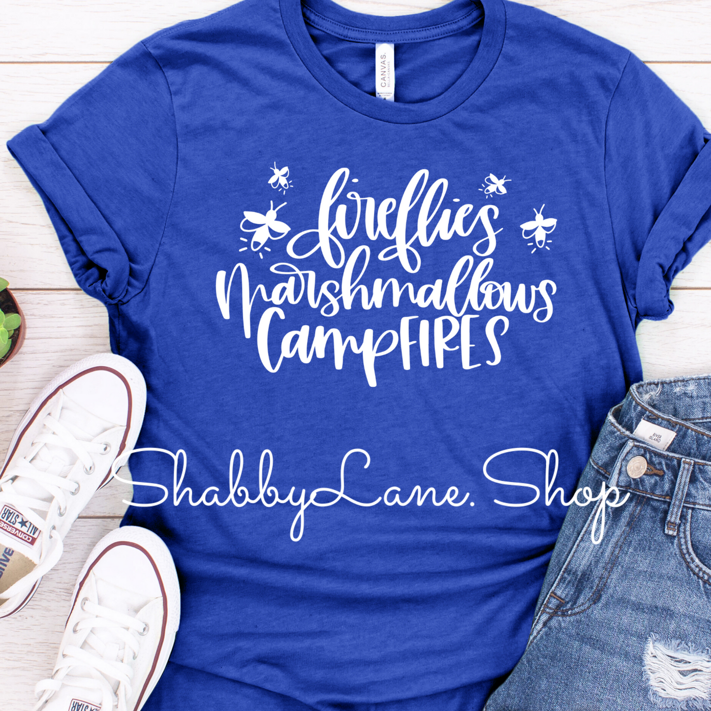 Fireflies and Marshmallows- Royal blue tee Shabby Lane