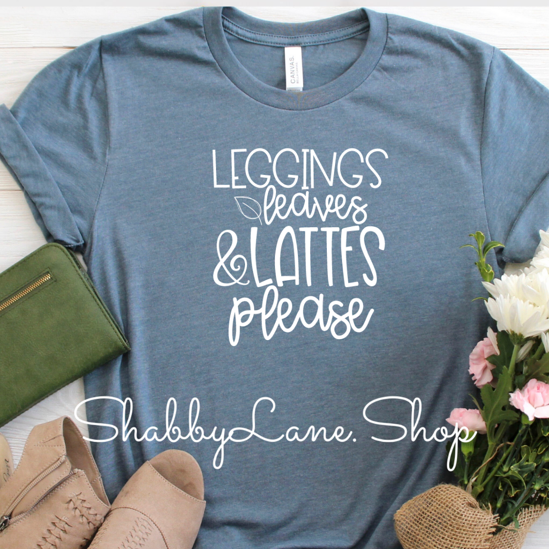 Leggings leaves and lattes - Slate tee Shabby Lane
