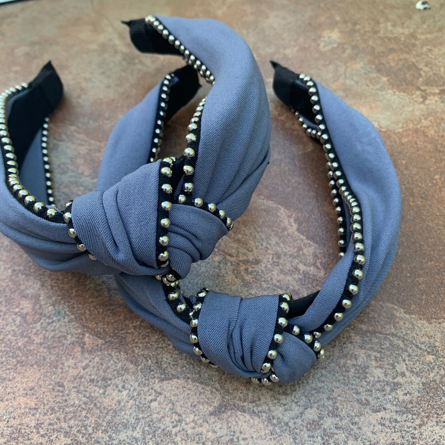 Beautiful Slate blue knotted headband Shabby Lane