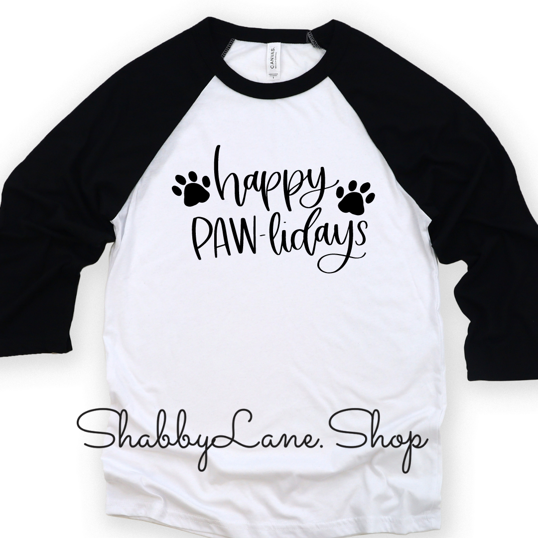 Happy Paw-Lidays black sleeves man tee Shabby Lane