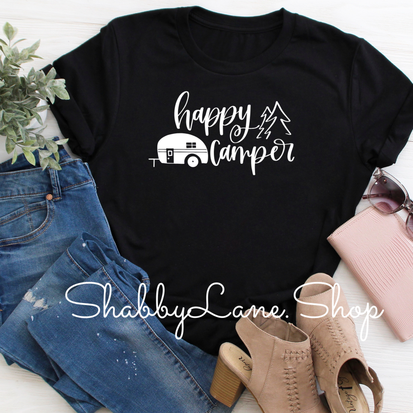 Happy Camper black tee camper tee Shabby Lane