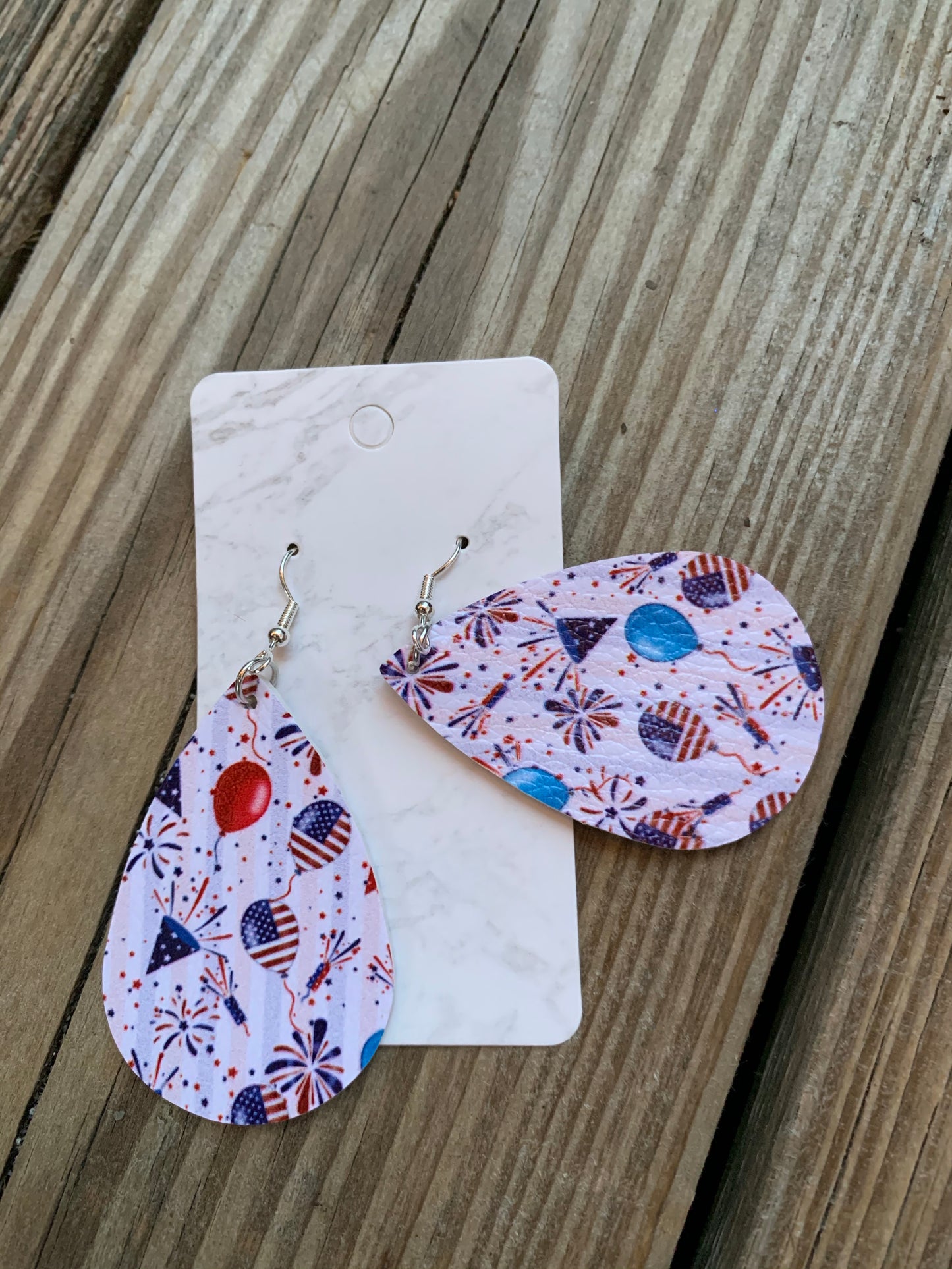 Patriotic faux leather earrings Balloons Shabby Lane